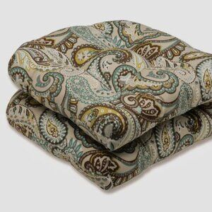 Pillow Perfect 'Tamara Paisley Quartz' Outdoor Wicker Seat Cushion (Set of 2)